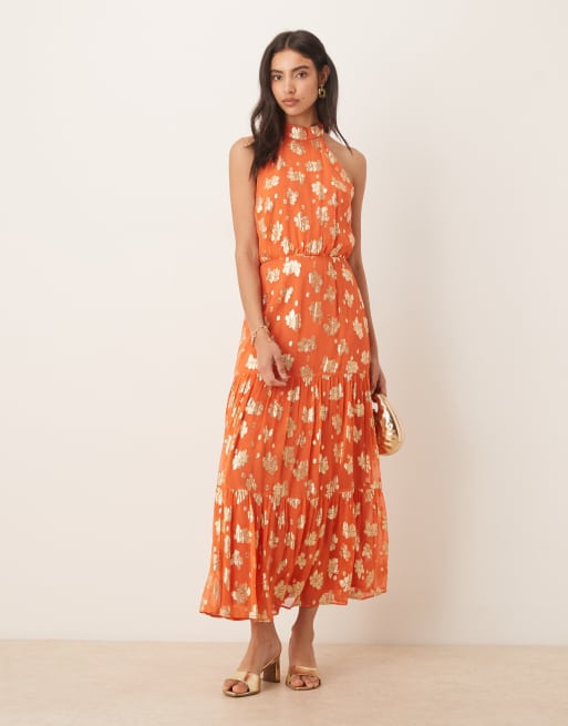 ouges halter dress Women's Neck Floral Summer Sundress – A-Line, Sleeveless, Perfect For Beach & Weddings Product ID:AP1D105268_AE426_M