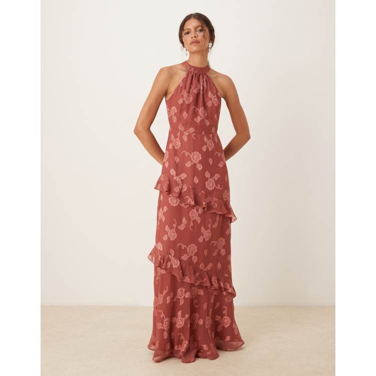 chinese dress ladies Floral Tapestry V Neck Maxi Dress  FARM Rio