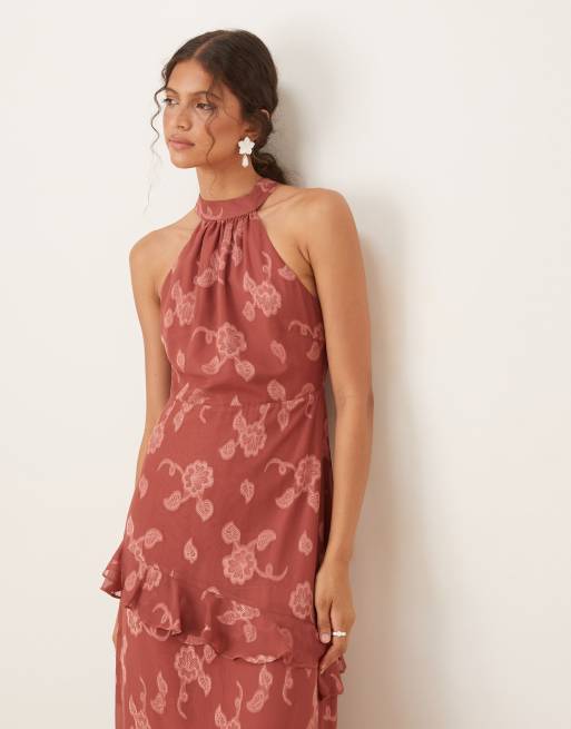 multicolor halter dress A-line Halter Floral Bow Heart Pocket Mini Dress Derby Dress 2026