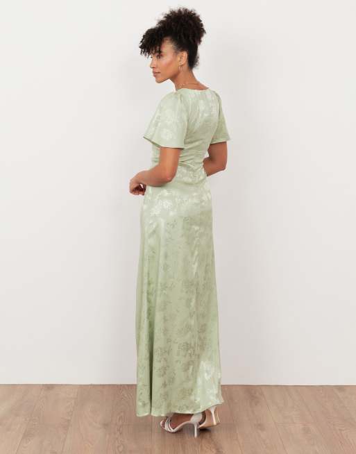 Maya Floral jacquard satin maxi dress in meadow green | ASOS