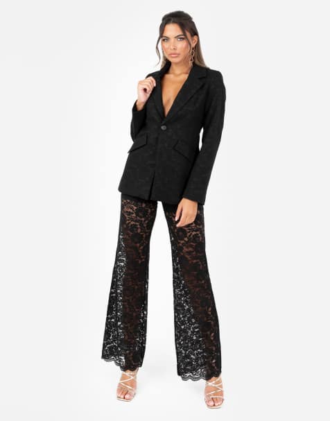 Maya Floral lace blazer in black - view 1