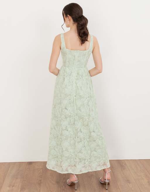 Maya Floral lace drop waist midaxi dress in mint, 3 of 4