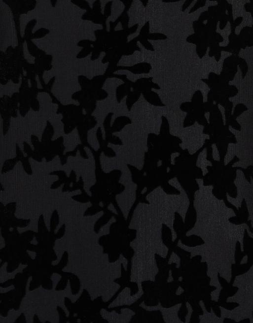 Maya Floral velvet burnout bell sleeve maxi dress in black, 5 of 6
