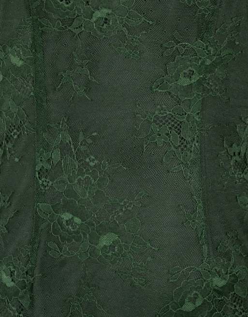 Maya Flutter sleeve ruffle lace maxi dress in forest green, 5 of 7