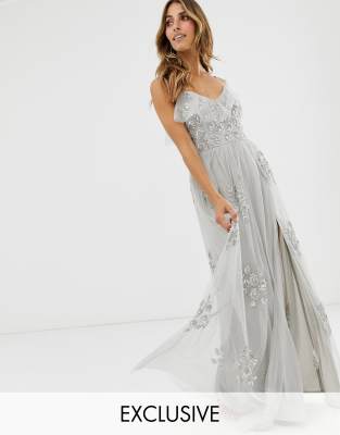 maya embellished tulle maxi dress