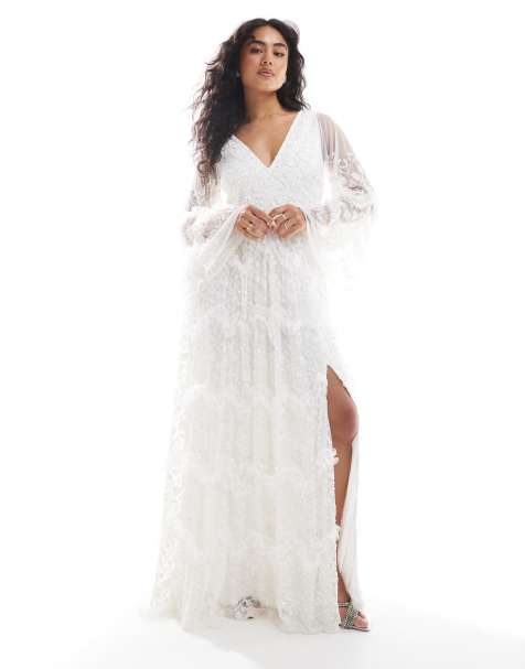 Maya Fully embellished bridal maxi dress in white