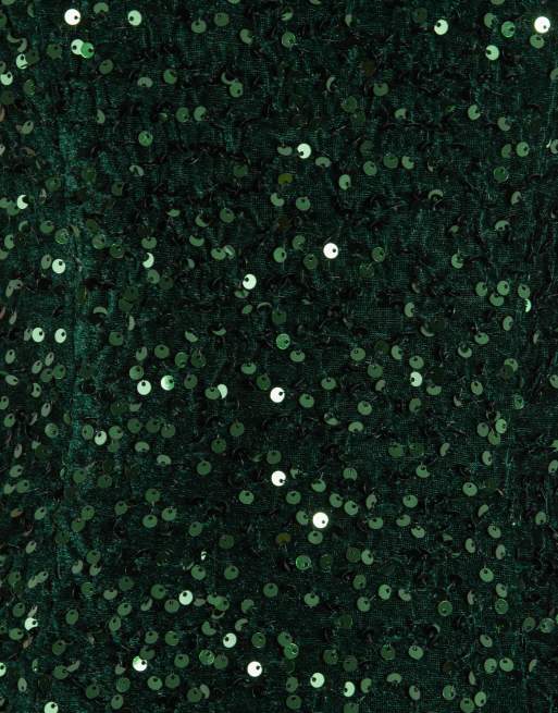 Maya Fully embellished halter neck velvet maxi dress in emerald, 5 of 5