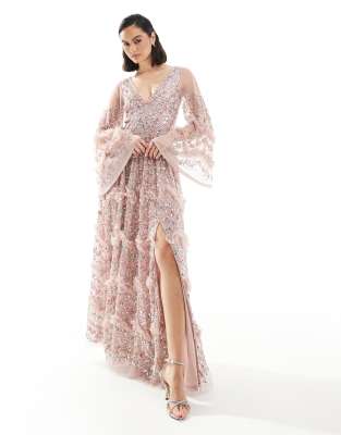 asos Maya Fully embellished maxi dress in frosted pink