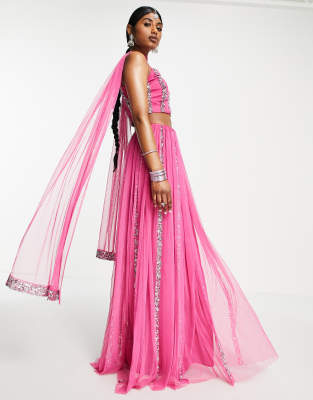 Maya - Gerade Geschnittener Lehenga-Maxirock in Rosa