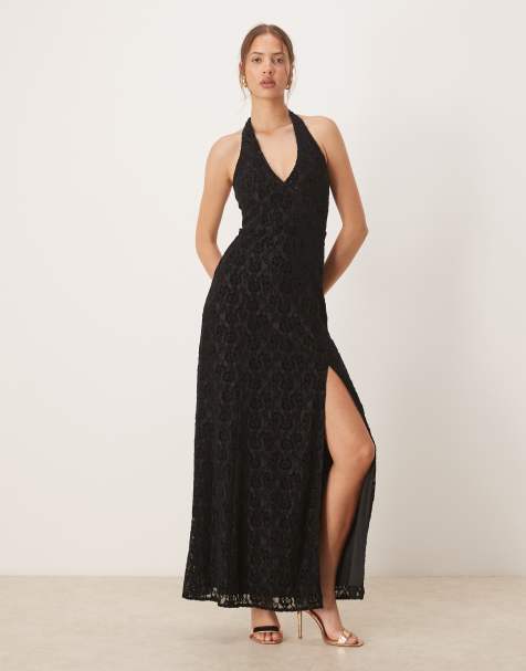 Maya Halter neck maxi dress in black