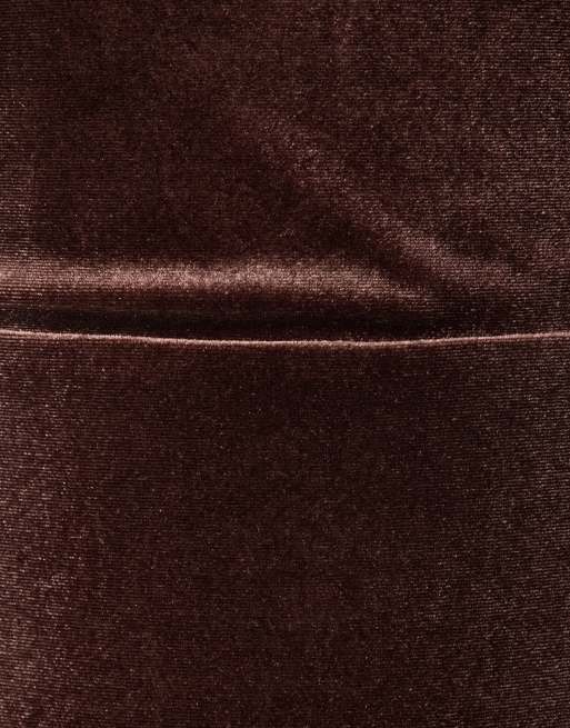 Maya Halter neck velvet maxi dress in chocolate, 5 of 7