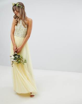 asos lemon bridesmaid dress