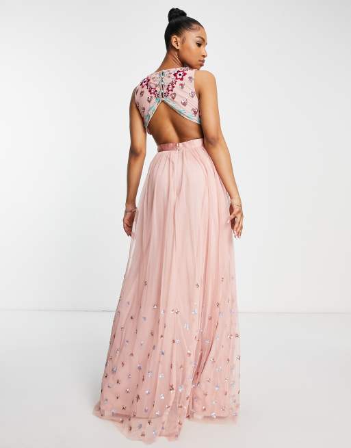 Maya heart scatter embellished maxi dress in pink