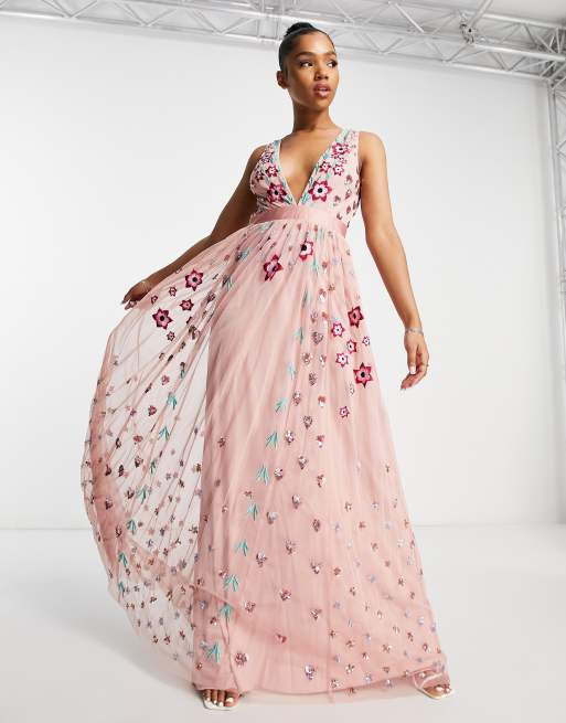 Maya heart scatter embellished maxi dress in pink