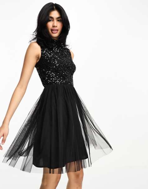 Simple black hot sale skater dress