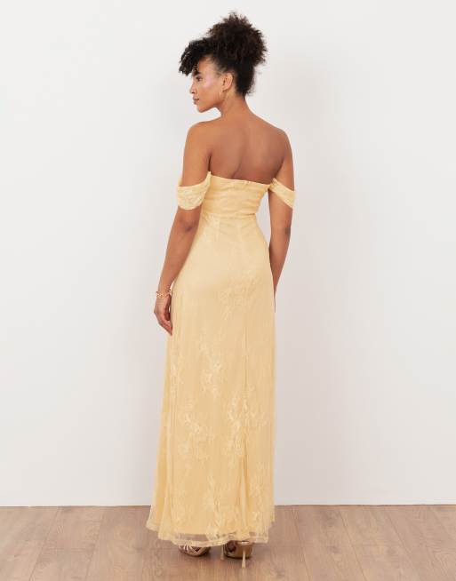 Maya Lace bardot maxi dress in buttercream, 2 of 4