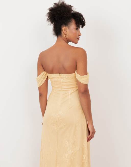 Maya Lace bardot maxi dress in buttercream, 3 of 4