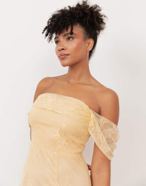 Maya Lace bardot maxi dress in buttercream, 4 of 4