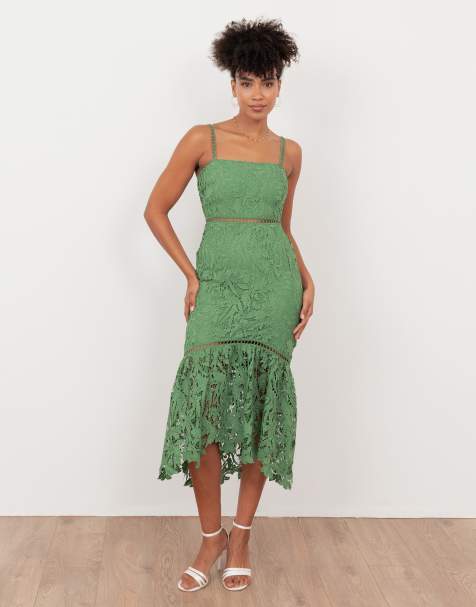 Maya Lace cami midi dress in green - view 1