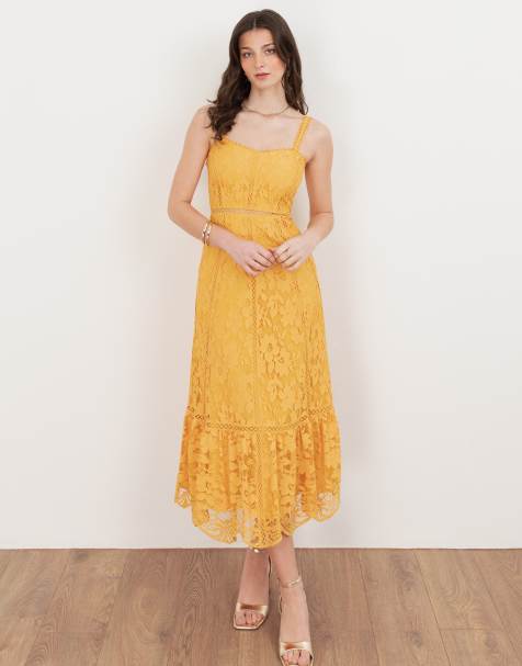 Maya Lace cami midi dress in sunflower