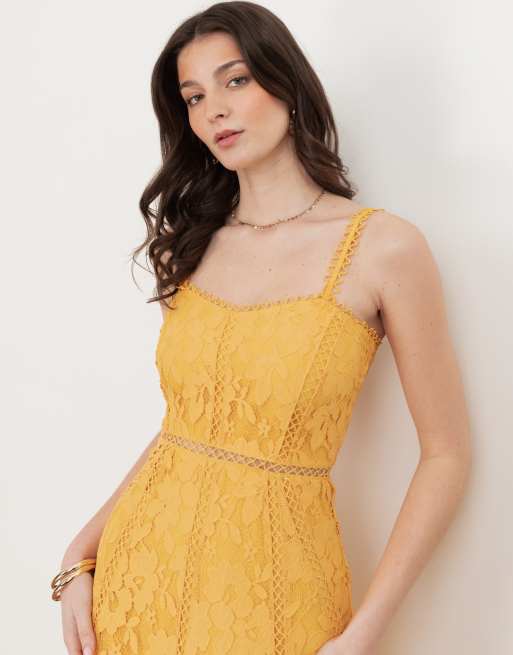 Maya Lace cami midi dress in sunflower, 2 of 4