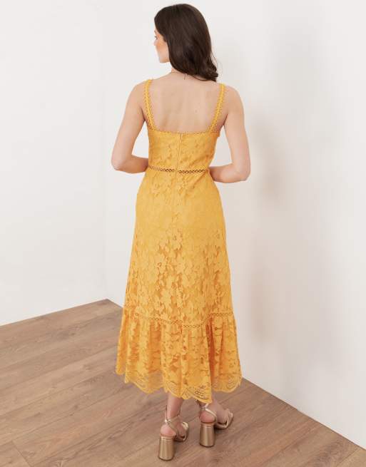 Maya Lace cami midi dress in sunflower, 3 of 4