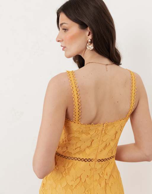 Maya Lace cami midi dress in sunflower, 4 of 4