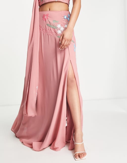Gonna lunga rosa cipria outlet