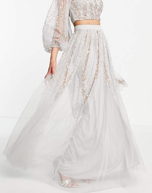 Maya - Lehenga - Jupe longue à ornements - Gris, 4 de 4