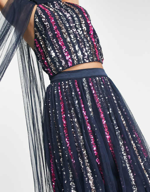 Stripe sequin 2025 maxi skirt