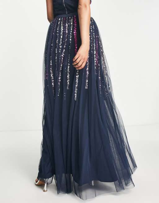 Sequin maxi sale skirt navy