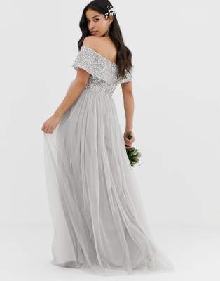asos silver bridesmaid dress