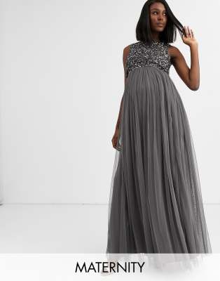 maya maternity sequin dress