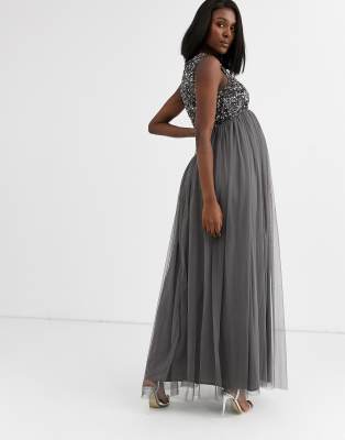 dark gray maternity dress