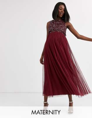 Maya Maternity Bridesmaid  delicate sequin 2 in 1 midaxi 
