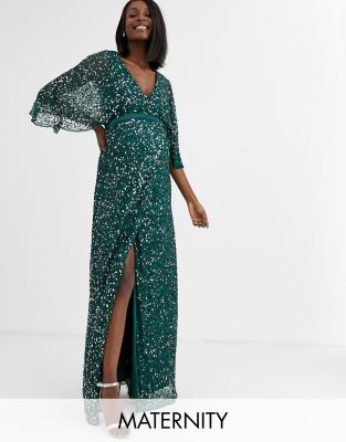 sequin green maxi dress