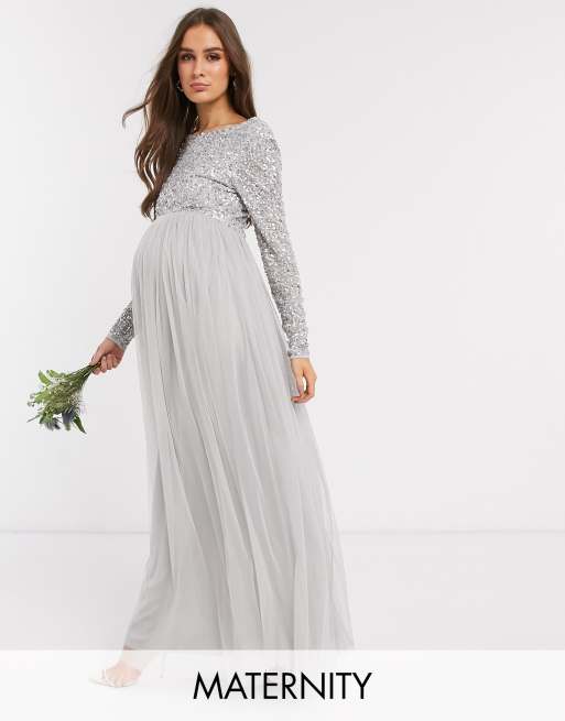 Mia Maternity Gown Silver