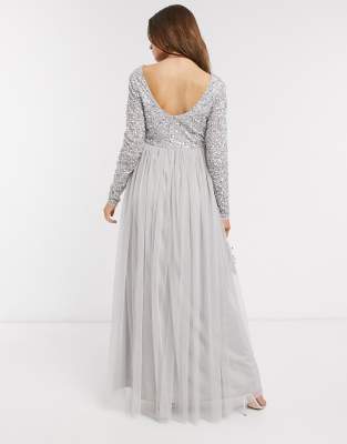 Silver Maternity Bridesmaid Dress