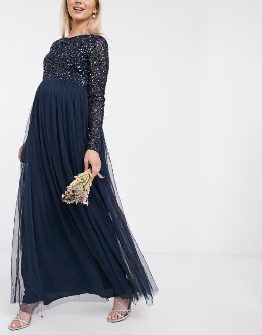 maxi dress sleeves casual PRETTYGARDEN Women Fall Long Sleeve Smocked Square N Size:L (Bust 104cm) Wear with neutral heels extrafeed-2 Black and Gold Quinceañera
