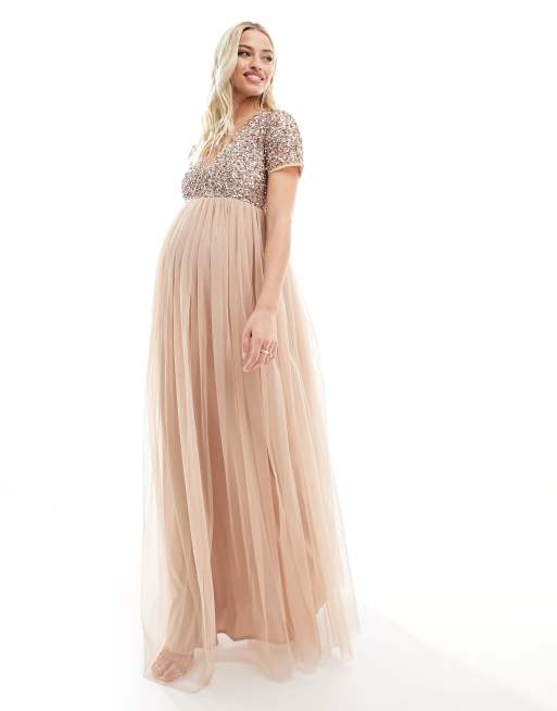 Maya maternity maxi dress with delicate sequin and store tulle skirt