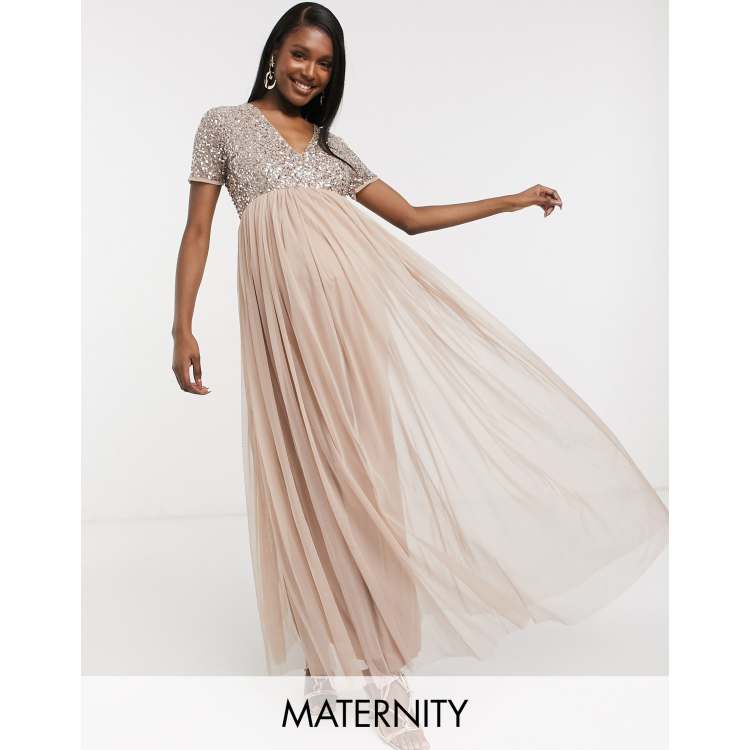 maternity tulle maxi dress