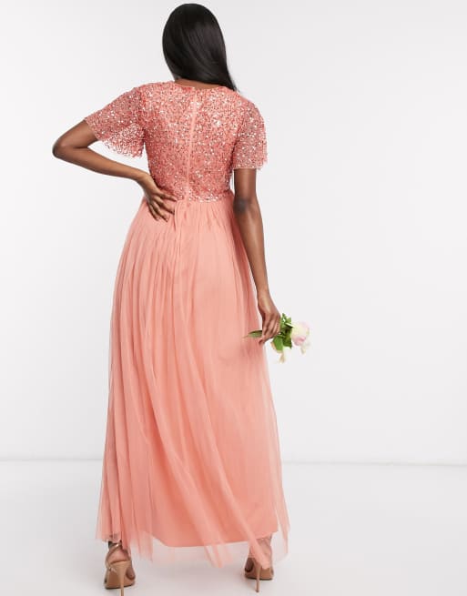Coral maternity bridesmaid dress hotsell