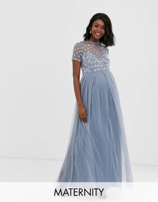 maya placement embellished maxi dress