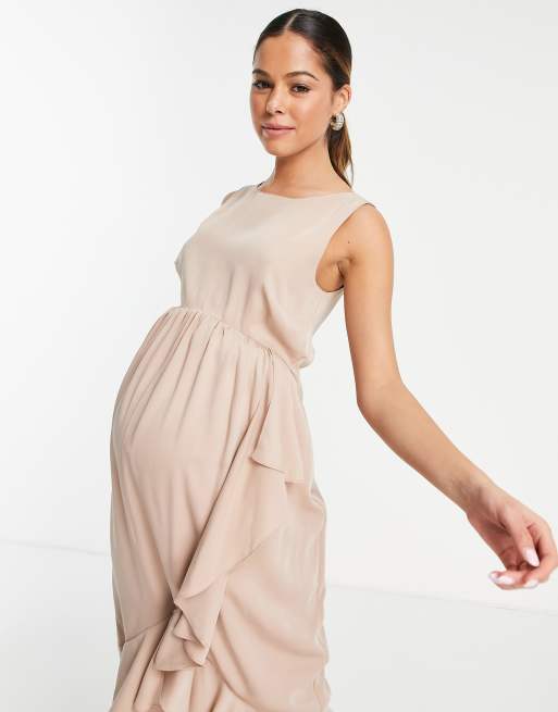 Maya Maternity - Demoiselle d'honneur - Robe portefeuille à volants - Blush discret, 3 de 4