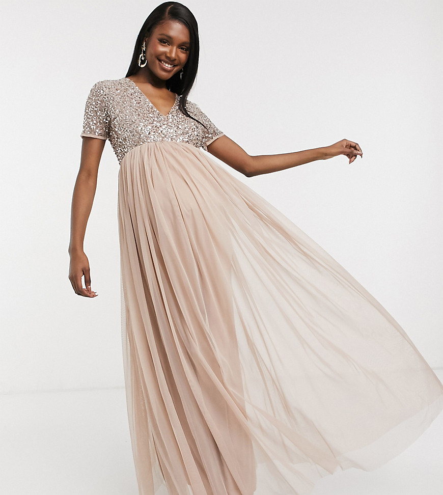 V-neck Sequined Tulle Bridesmaid Dress ...