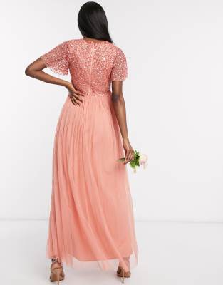 Needle & thread embellished tiered shop tulle maxi dress in rouge