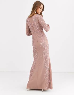 maya placement embellished maxi dress