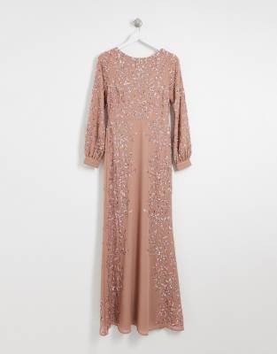 maya placement embellished maxi dress