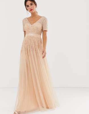 maya scattered sequin maxi dress