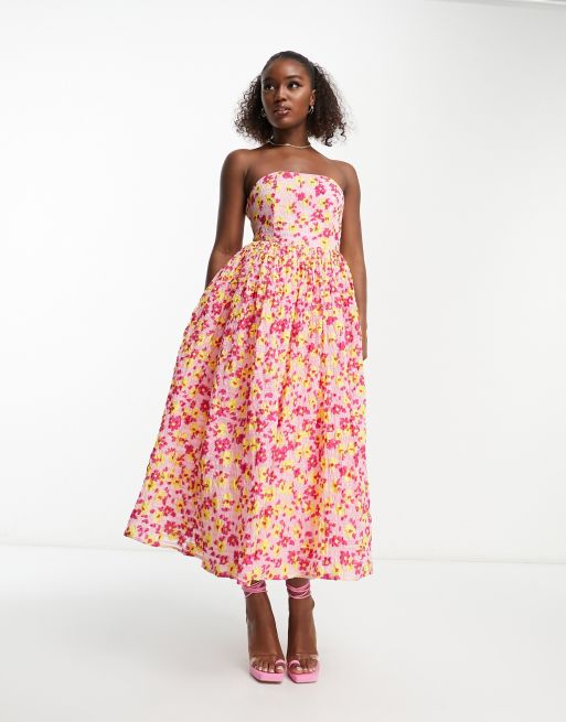 Maya Midi jurk met bloemen in roze